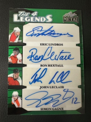2025 Leaf - The 4 Legends - Lindros Hextall LeClair Gagne autos - 1/1 - Flyers front